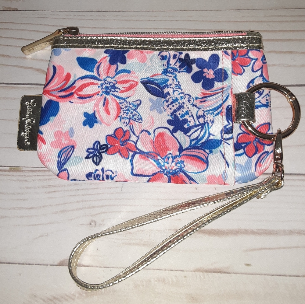 Womens' Lilly Pulitzer Wristlet Blue Pink White Floral Flower Print - Picture 2 of 10